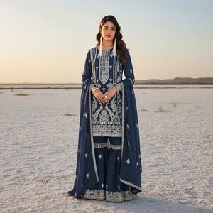 Elegant gharara with heavy embroidery work in organza fabric